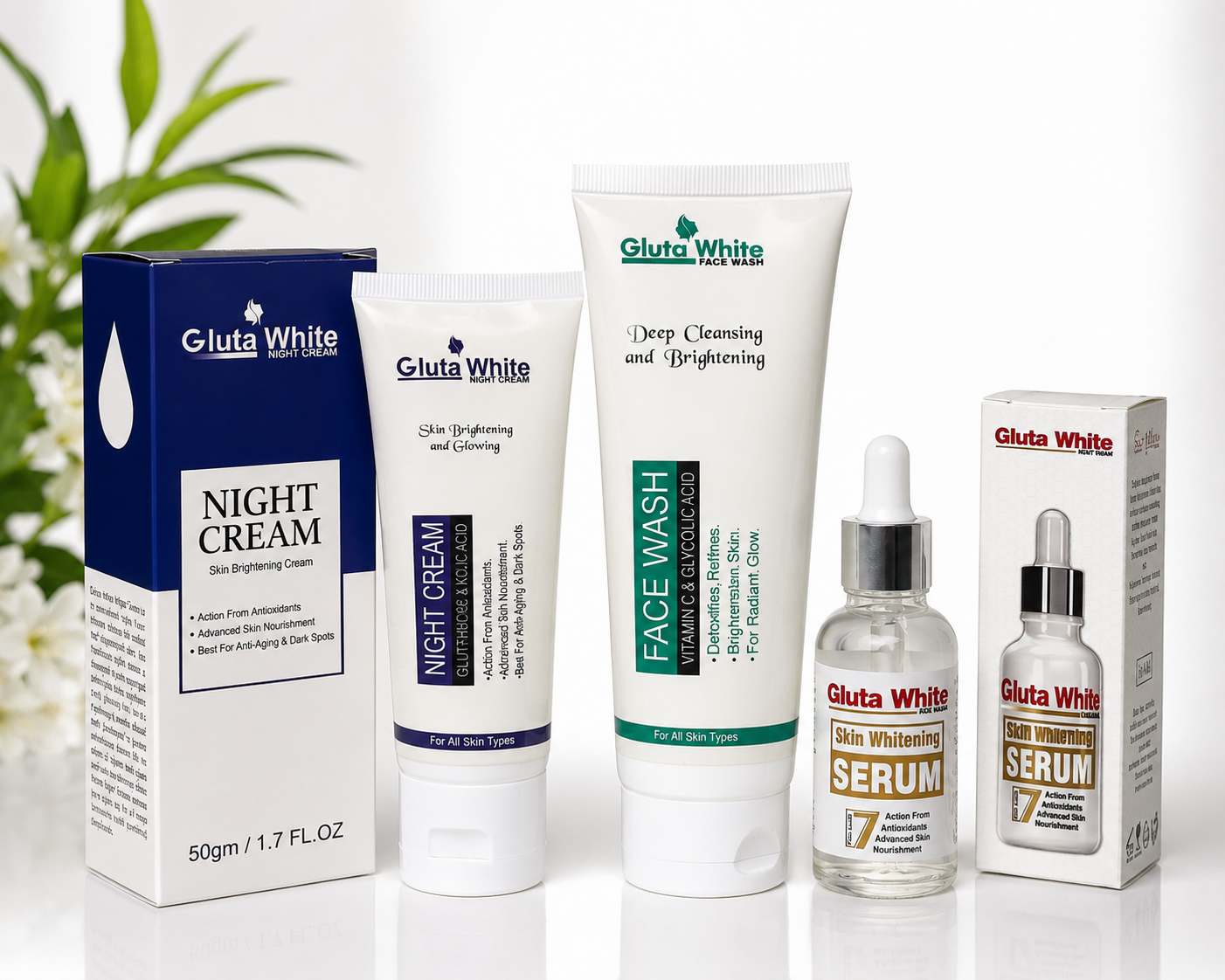 Glow Night Bundle – Face Wash + Night Cream + Skin Whitening Serum | 50% OFF
