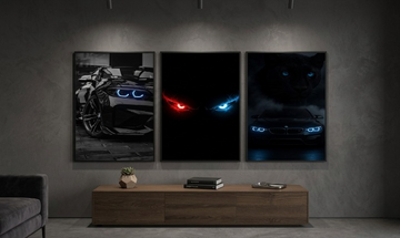 Supercar & Dark Aesthetic Neon Wooden Wall Art