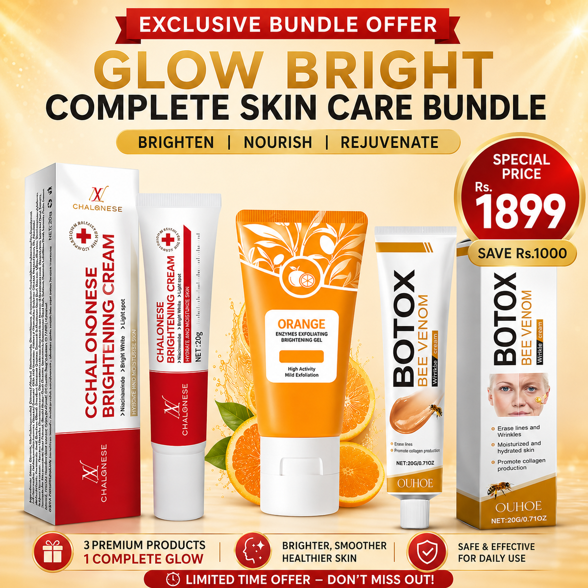 3-in-1 Glow Bright Skin Care Bundle – Limited Time Offer ⭐