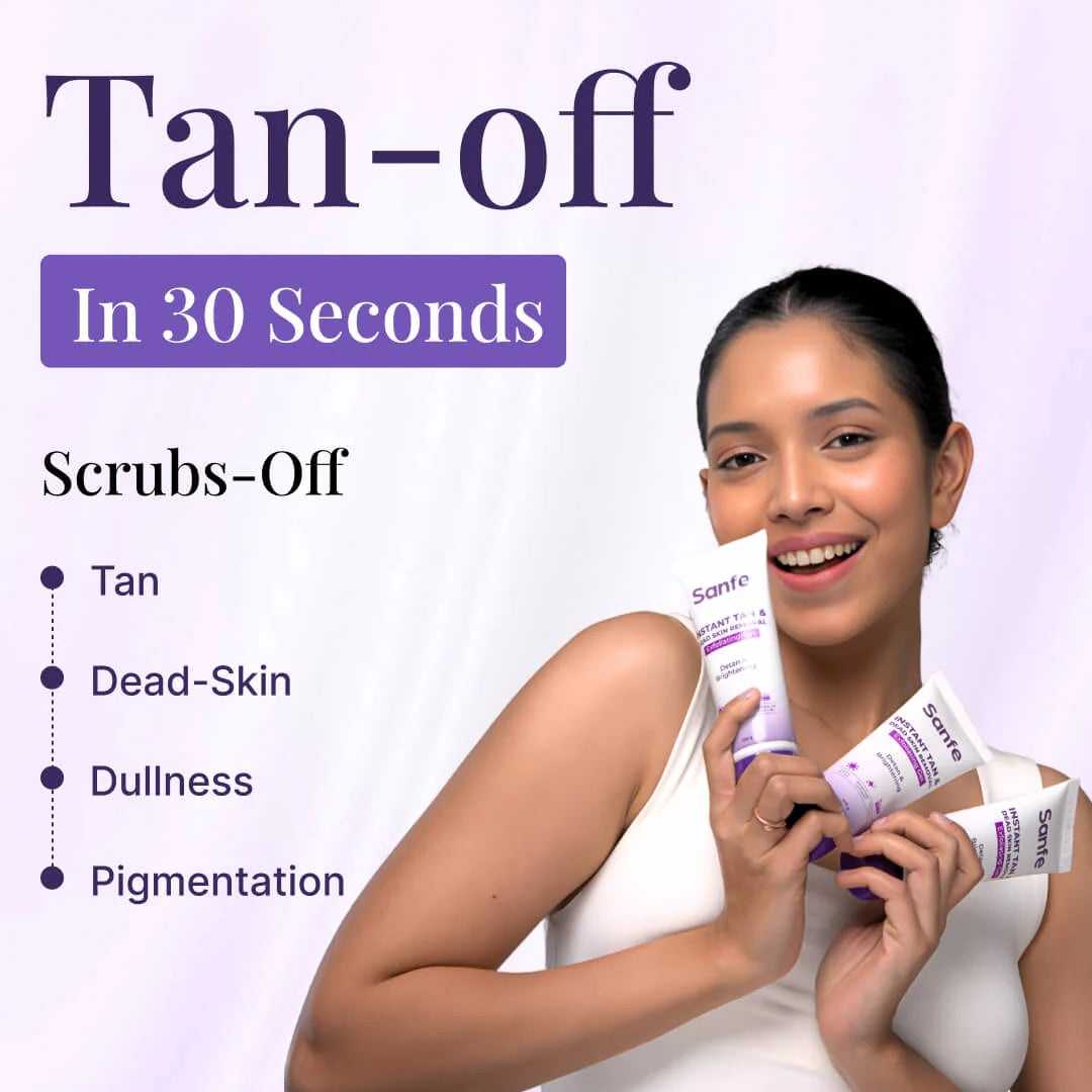 Sanfe Instant Tan & Dead Skin Removal Exfoliating Gel | Detan & Brightening Body Scrub