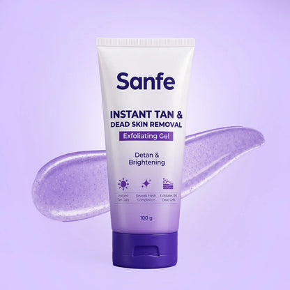 Sanfe Instant Tan & Dead Skin Removal Exfoliating Gel | Detan & Brightening Body Scrub
