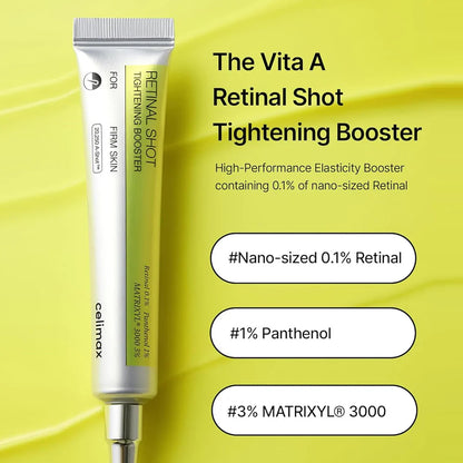 Celimax The Vita A Retinal Shot Tightening Booster – 0.1% Retinal, Matryxyl 3% | Pore Minimizer, Anti-Wrinkle, Firming Booster| 30ml