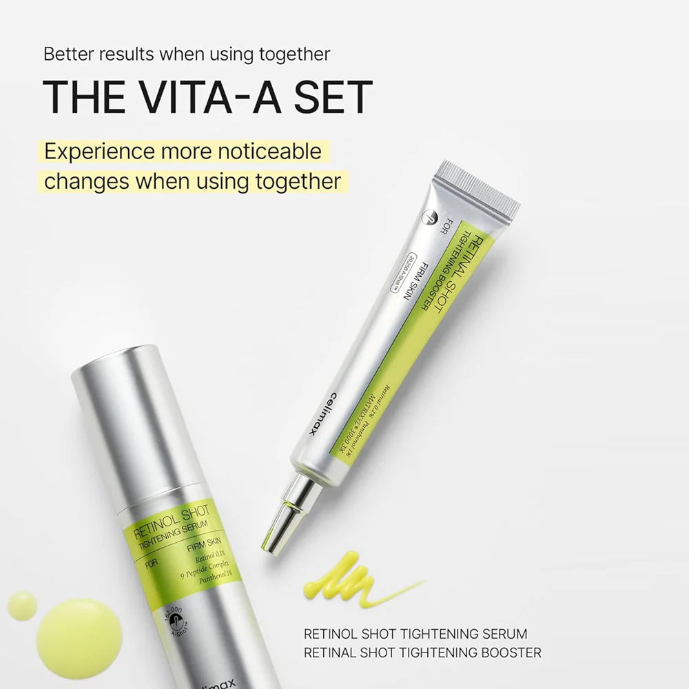 Celimax The Vita A Retinal Shot Tightening Booster – 0.1% Retinal, Matryxyl 3% | Pore Minimizer, Anti-Wrinkle, Firming Booster| 30ml